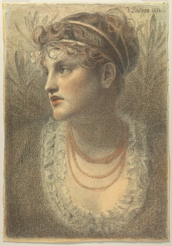 The Coral Necklace by Frederick Sandys, drawing, 1871