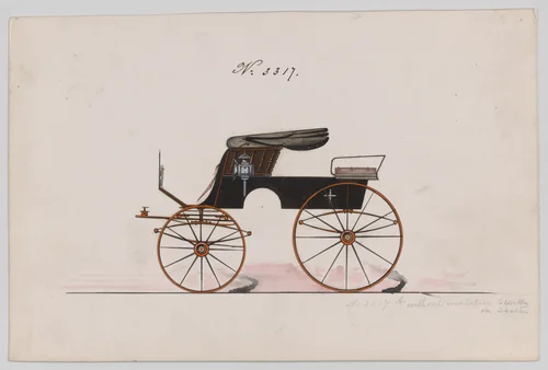 Design for Stanhope Phaeton, no. 3317 by Brewster & Co., drawing, 1877