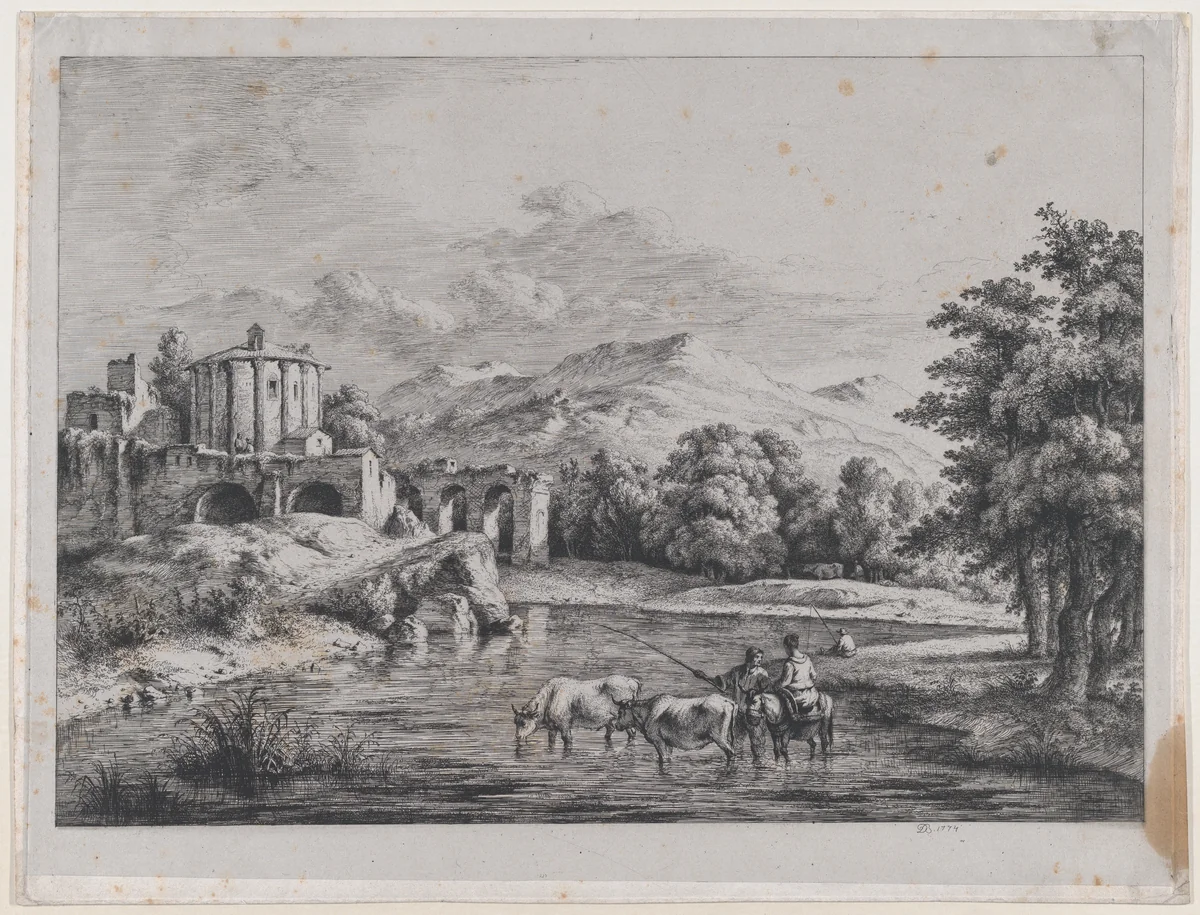 View of the Temple of Vesta by Jean Jacques de Boissieu, print, 1774