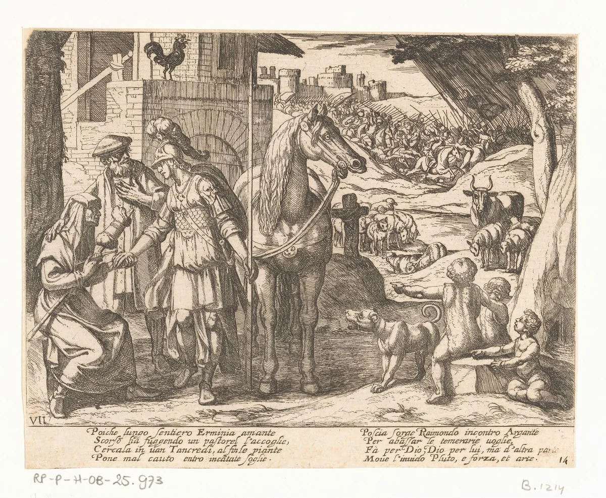 Illustratie bij Canto VII van Tasso's 'Gerusalemme Liberata' by Antonio Tempesta, print, 1565-1630