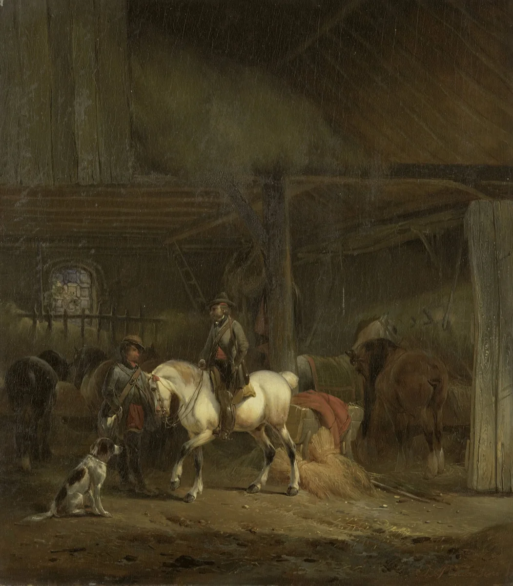 Horse Stable by Joseph Moerenhout, painting, 1830-1840