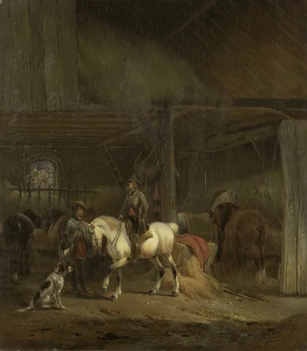 Horse Stable by Joseph Moerenhout, painting, 1830-1840
