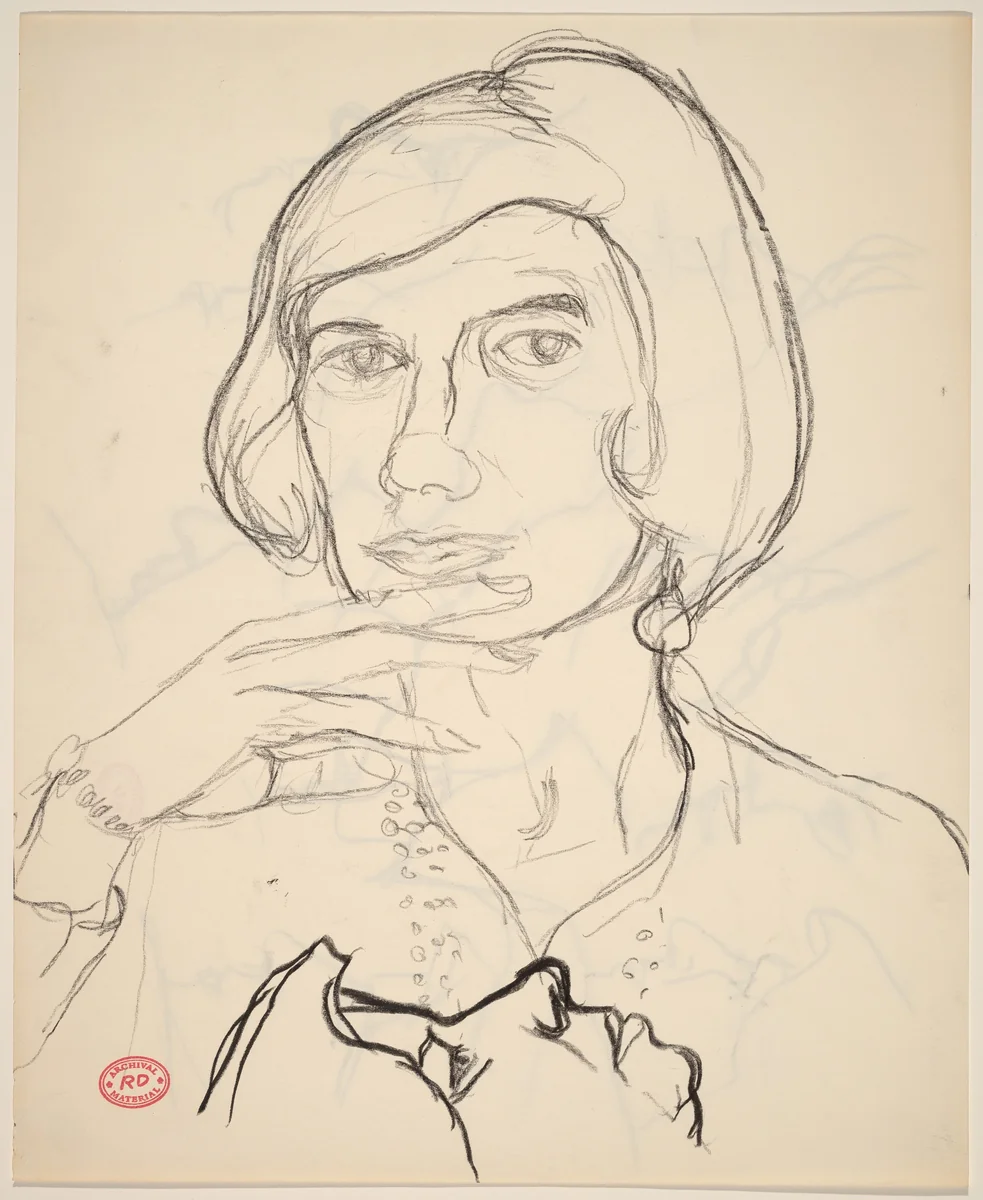 Untitled [portrait of a woman and profile study] [recto] by Richard Diebenkorn, drawing, 1955-1967