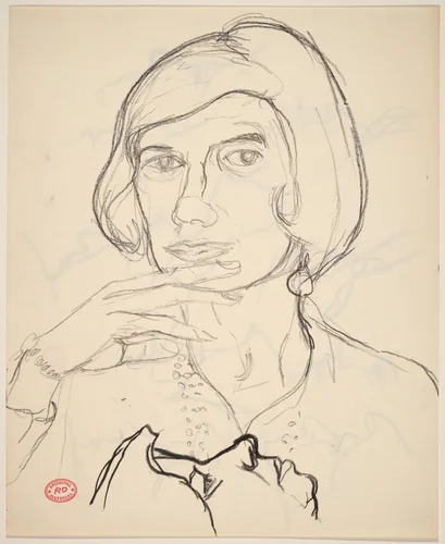 Untitled [portrait of a woman and profile study] [recto] by Richard Diebenkorn, drawing, 1955-1967