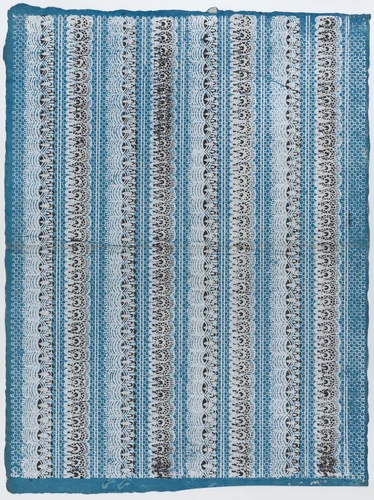 Sheet with four borders with a lace pattern by anonymous, print, 1775-1875