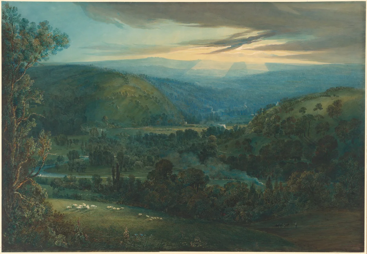 Dawn in the Valley by William Turner, drawing, 1832