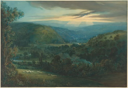 Dawn in the Valley by William Turner, drawing, 1832