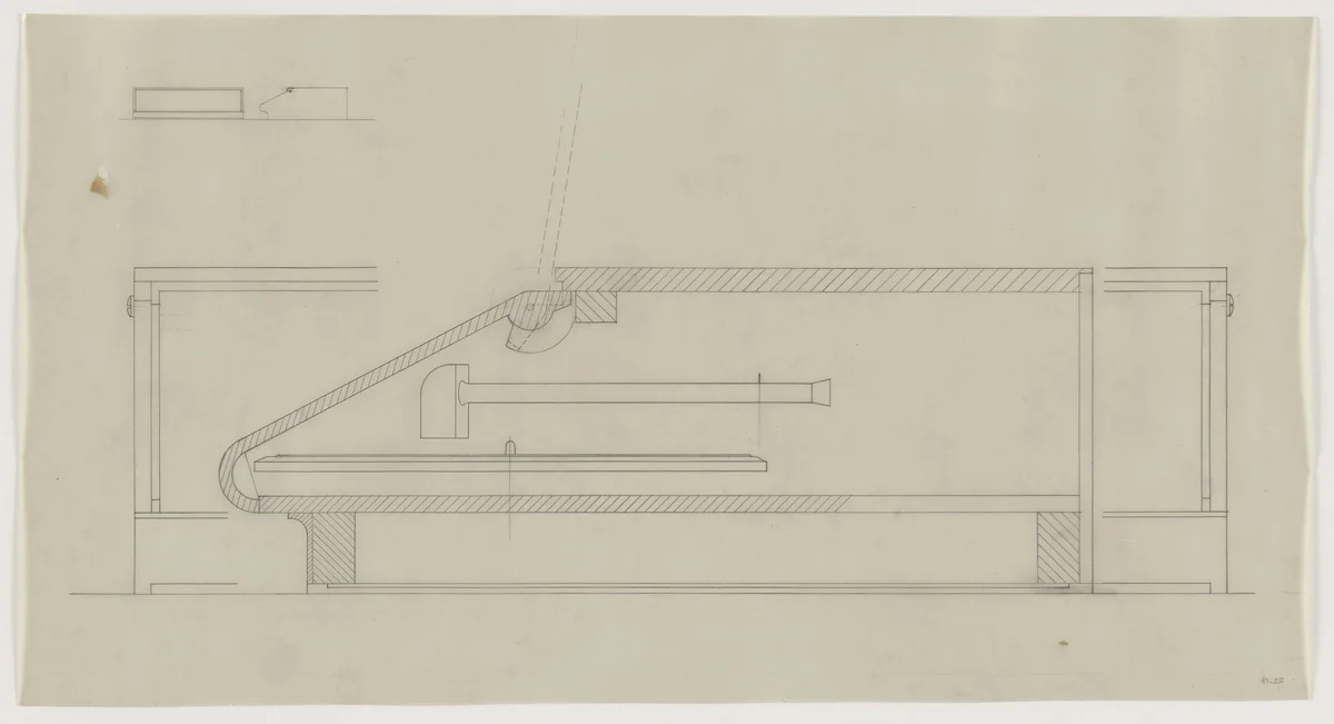 Design for Telefunken Record Player, Three elevations and section by Lilly Reich, mies van der rohe archive, 1937
