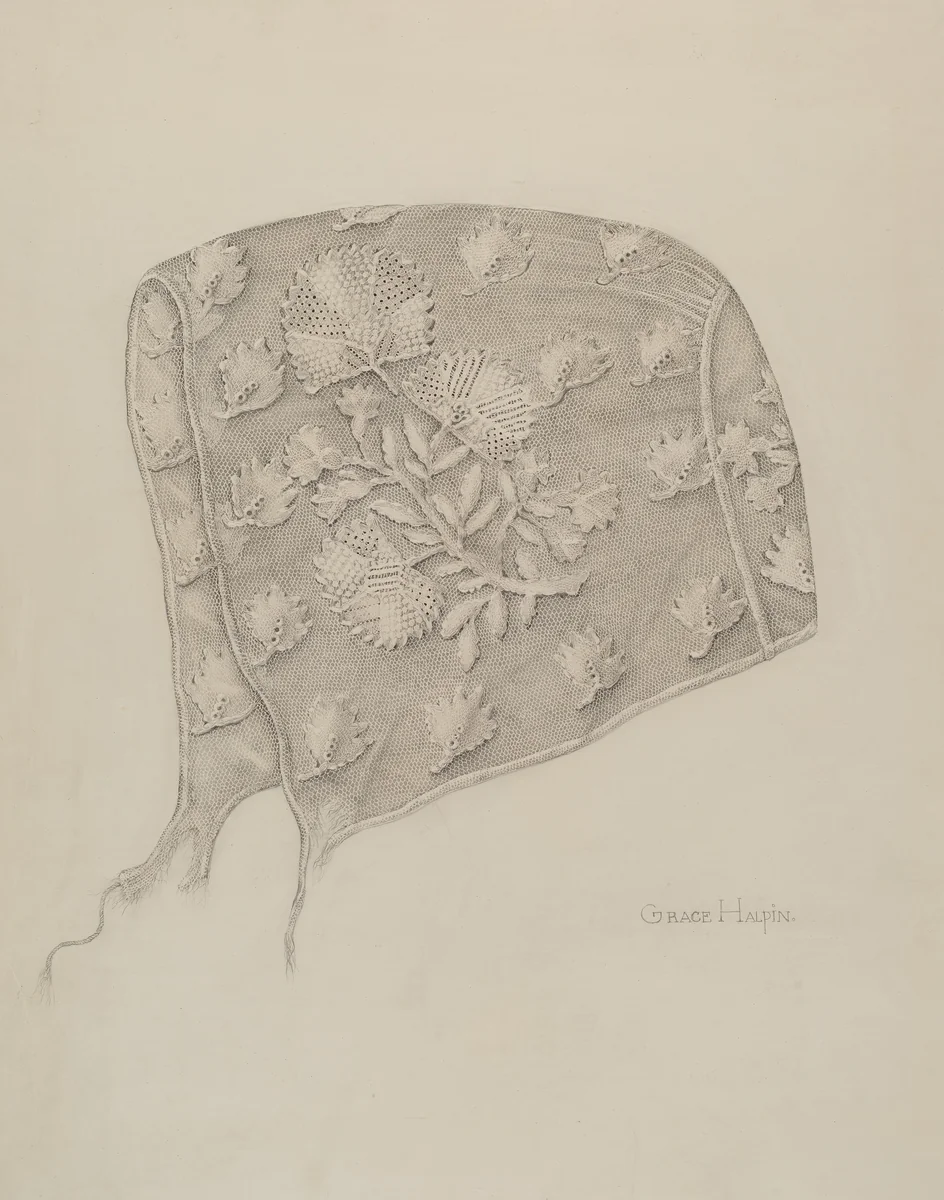 Infant's Cap by Grace Halpin, index of american design, 1935-1942