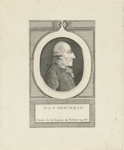 Portret van P.J.C. Beeckman by J.F. De La Rue, print, 1787