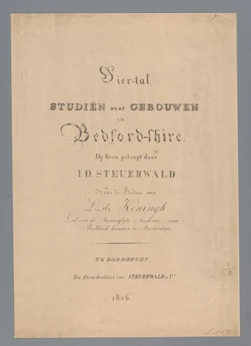 Omslag met serie huizen te Bedfordshire by Jan Dam Steuerwald, print, 1826