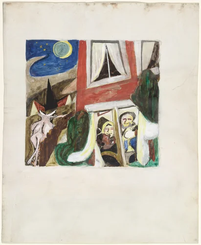 The Feast of the Prodigal Son ( Die Heimkehr des Verlorenen Sohnes wird gefeiert ) by Max Beckmann, drawing, 1918