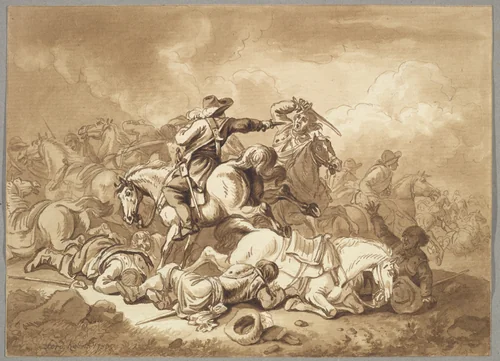 A Battle Scene by Ferdinand Kobell, drawing, 1783