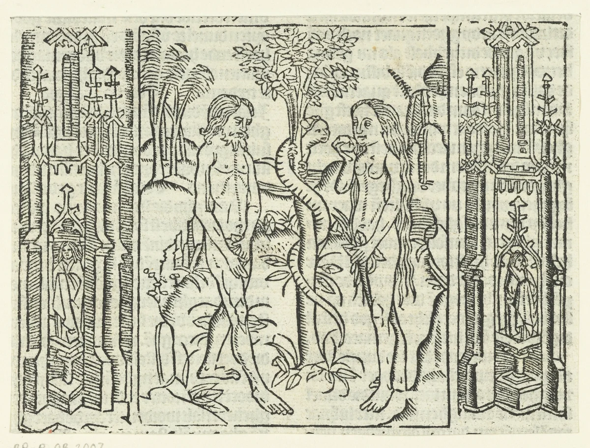 De zondeval by Unknown, print, 1480-1500