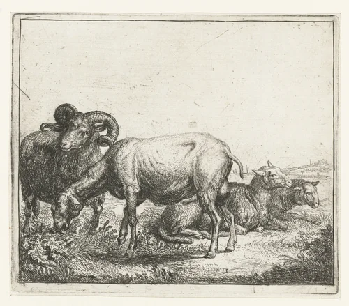 Ram en ooien by Simon de Vlieger, print, 1610-1653