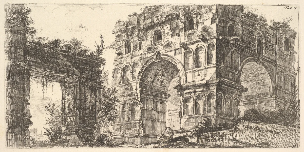 Plate 11: Temple of Janus (Tempio di Giano), from "Antichità Romane de' Tempi della Repubblica, e de' primi Imperatori" by Giovanni Battista Piranesi, print, 1743-1753