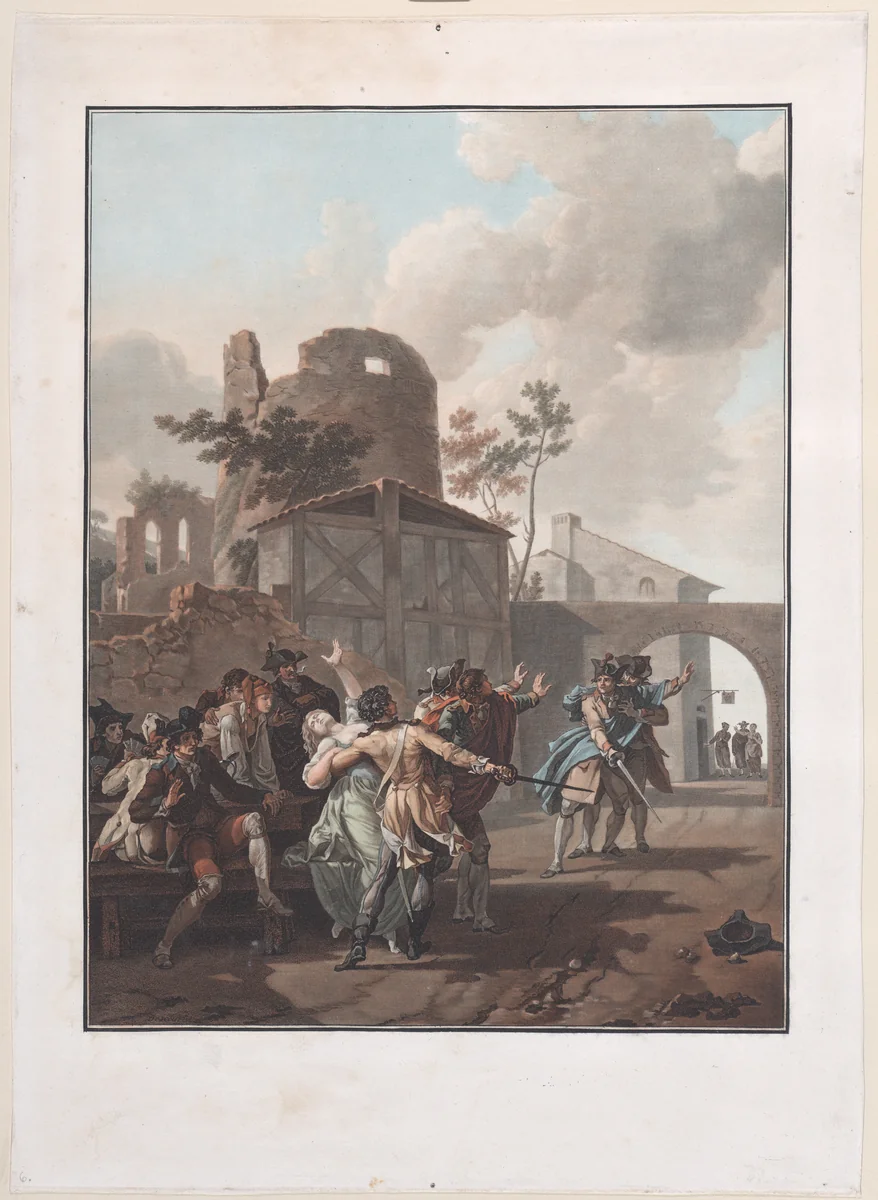 The Brawl (La Rixe) by Charles Melchior Descourtis, print, 1787-1797