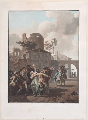 The Brawl (La Rixe) by Charles Melchior Descourtis, print, 1787-1797