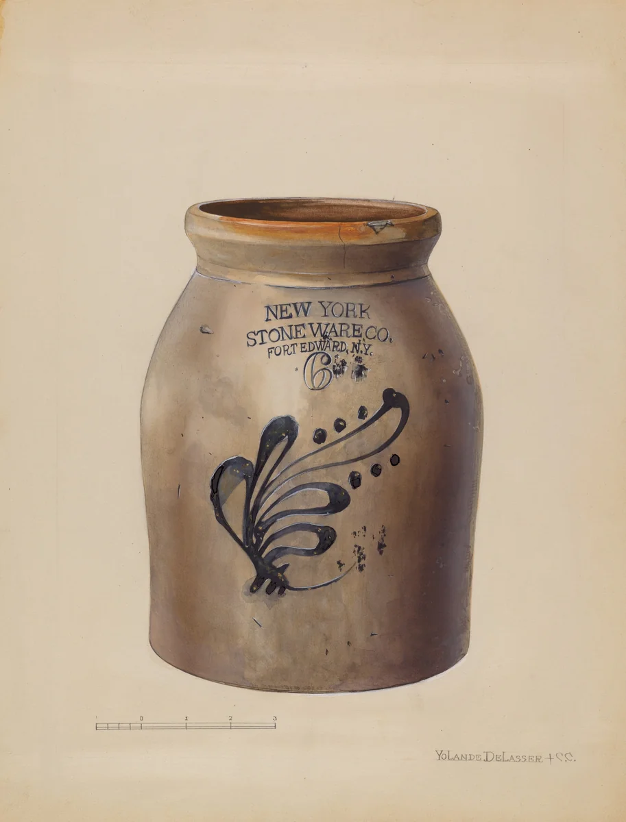 Jar by Yolande Delasser; Charles Caseau, index of american design, 1936
