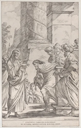 The Calling of Saint Matthew, plate 1 from "Bononiensium Pictorum Celebrioris..." by Giuseppe Maria Mitelli, print, 1678