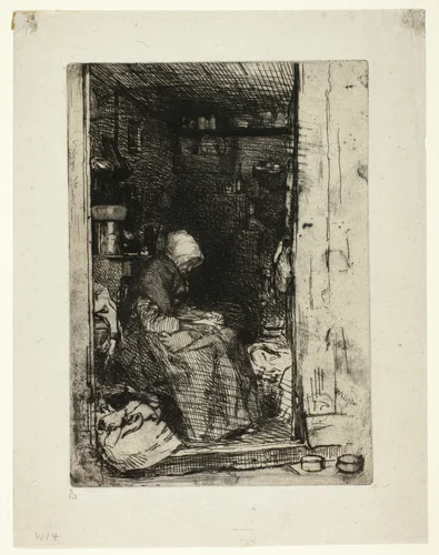 La Vieille aux Loques (The Old Woman with Rags) by James McNeill Whistler, print, 1858