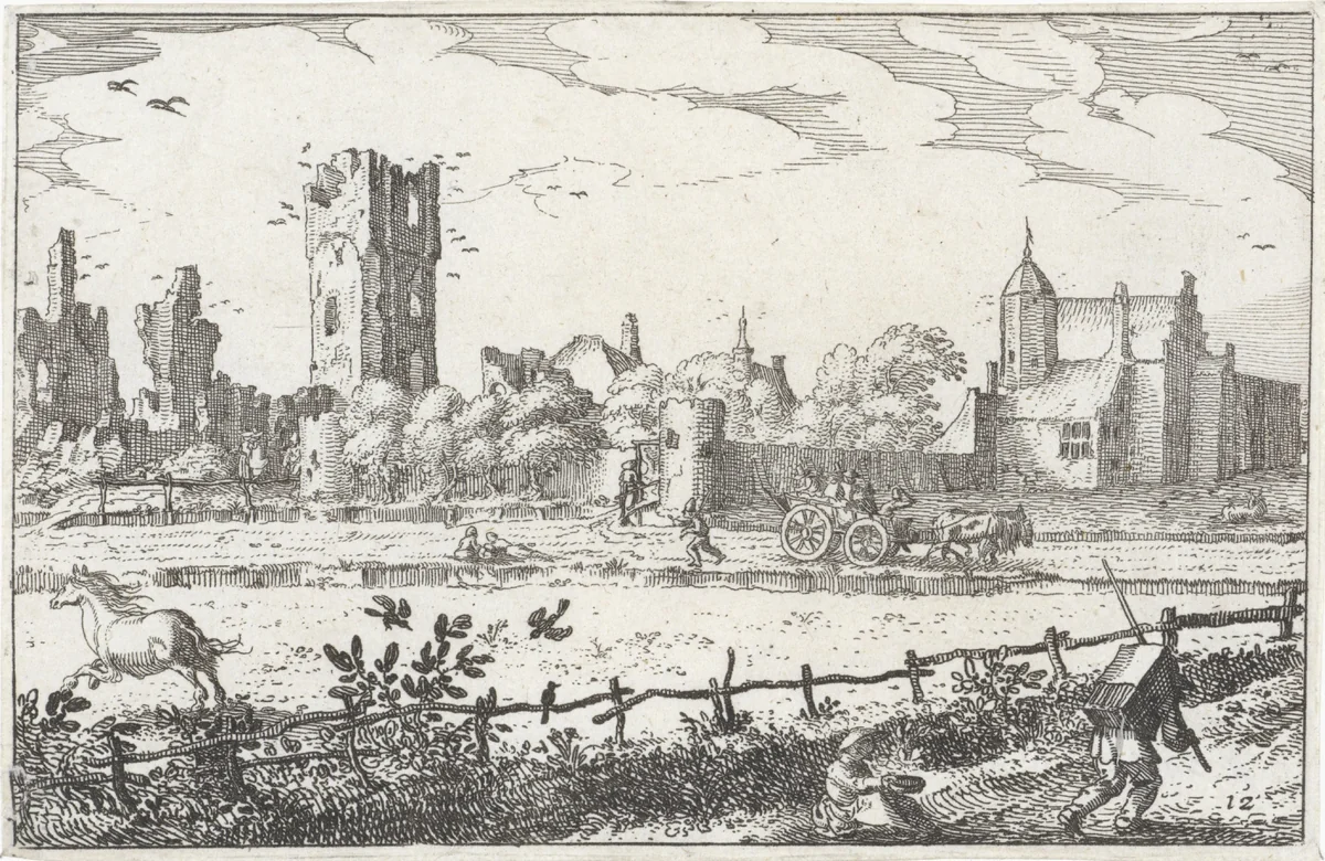 Huis ter Kleef, bij Haarlem by Claes Jansz Visscher, print, 1612-1652