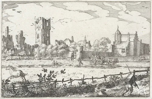 Huis ter Kleef, bij Haarlem by Claes Jansz Visscher, print, 1612-1652