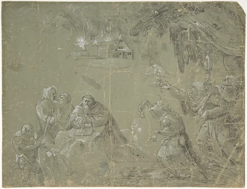 Temptation of St. Anthony (recto); Fantastic Landscape (verso) by Jan Wellens de Cock, drawing, 1515-1525