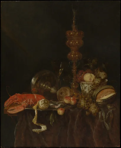 Still Life with Lobster and Fruit by Abraham van Beyeren, painting, 1650-1653