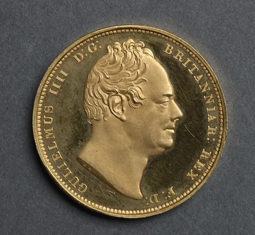 Two Pound Piece: William IV (obverse) by Jean Baptiste Merlen, metalwork, 1831