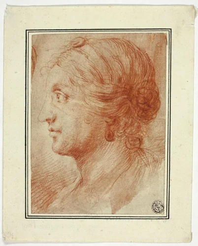 Bust of Woman in Profile to Left by Godfrey Kneller, drawing, 1725-1735