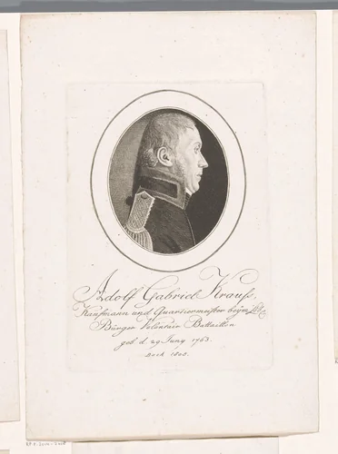 Portret van Adolf Gabriel Krauss by Christoph Wilhelm Bock, print, 1805