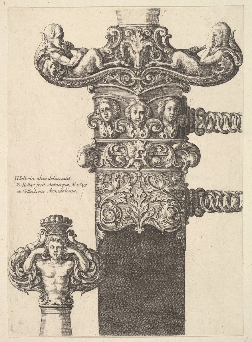 Dagger and scabbard by Wenceslaus Hollar, print, 1645