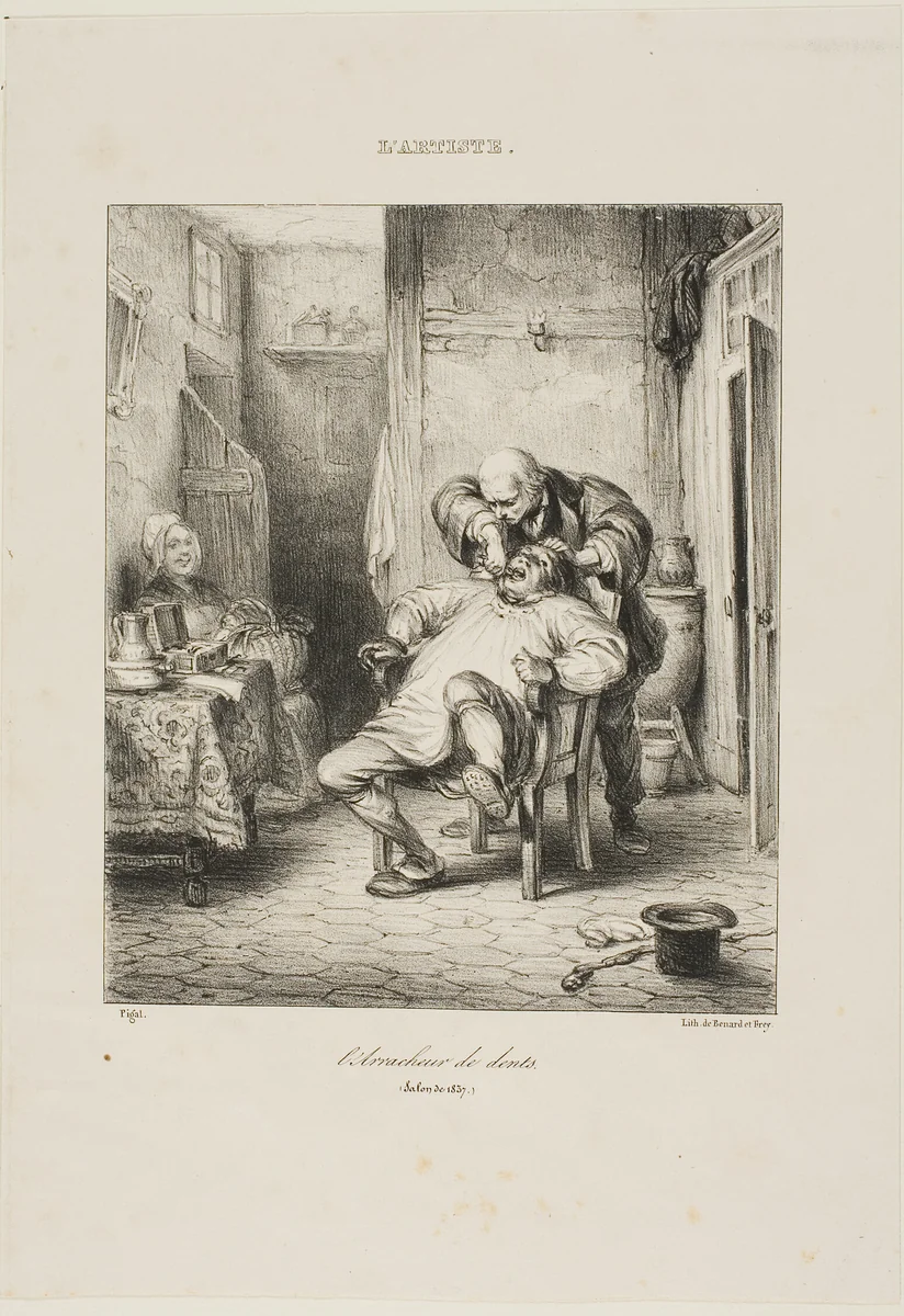 The Tooth Puller by Edmé Jean Pigal, print, 1837