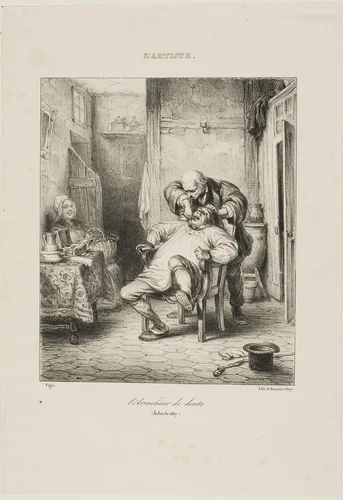 The Tooth Puller by Edmé Jean Pigal, print, 1837