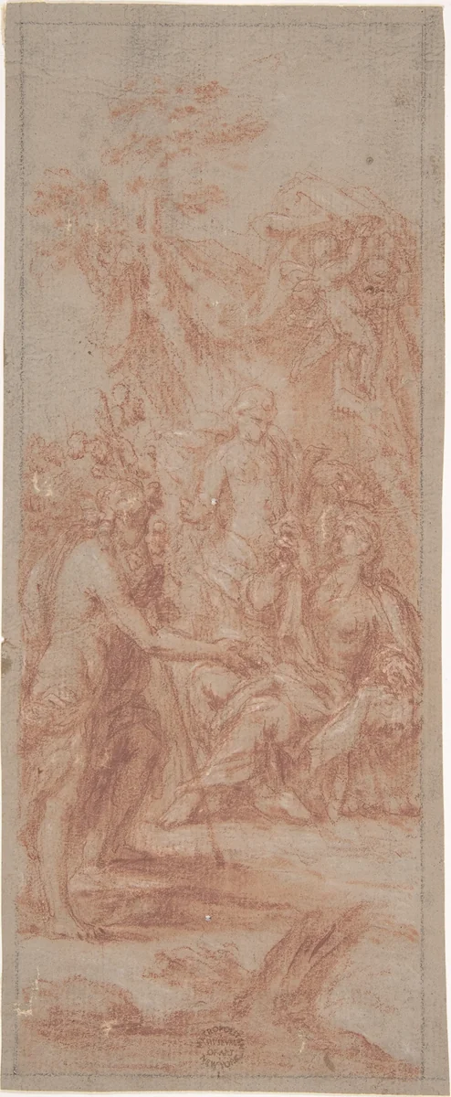Bacchus and Ariadne by anonymous, drawing, 1600-1700