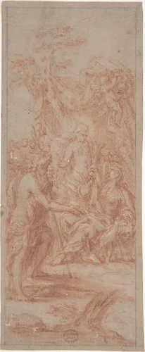 Bacchus and Ariadne by anonymous, drawing, 1600-1700