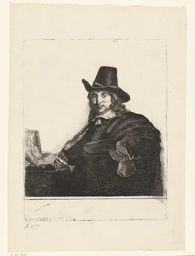 Jan Asselijn, painter by Rembrandt van Rijn, print, 1645-1649