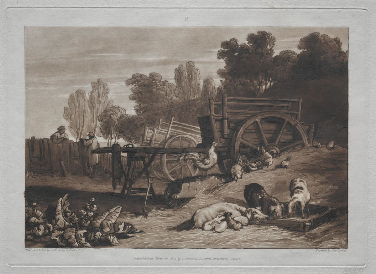 Liber Studiorum: The Farmyard with the Cock by Joseph Turner, print