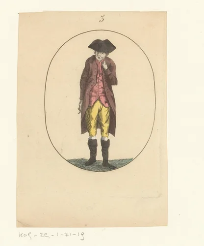Denkende man met steek by anonymous, print, 1750-1849