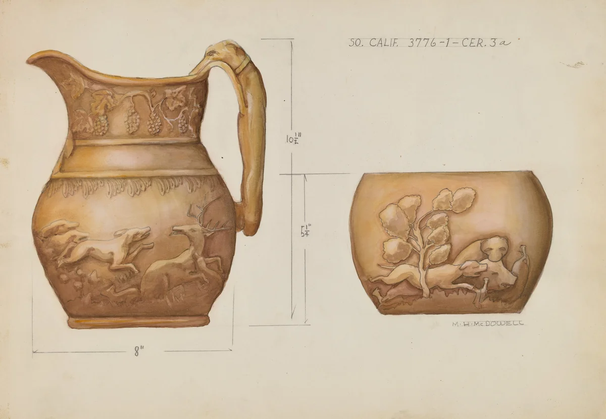 Pitcher by M.H. McDowell, index of american design, 1936