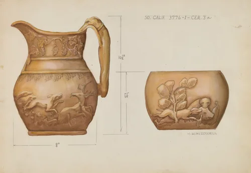 Pitcher by M.H. McDowell, index of american design, 1936