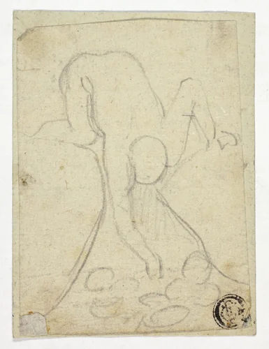 Nude Figure Reaching Down Between Rocks by William Blake, drawing, 1795-1805