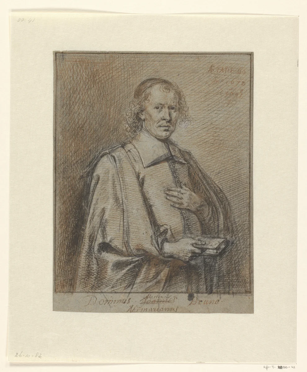 Portret van Joannes Bruno by Matthys van den Bergh, drawing, 1678