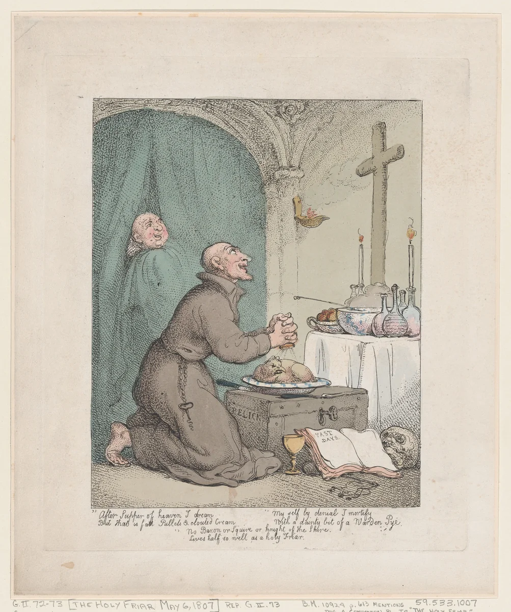 The Holy Friar by Thomas Rowlandson, print, 1807