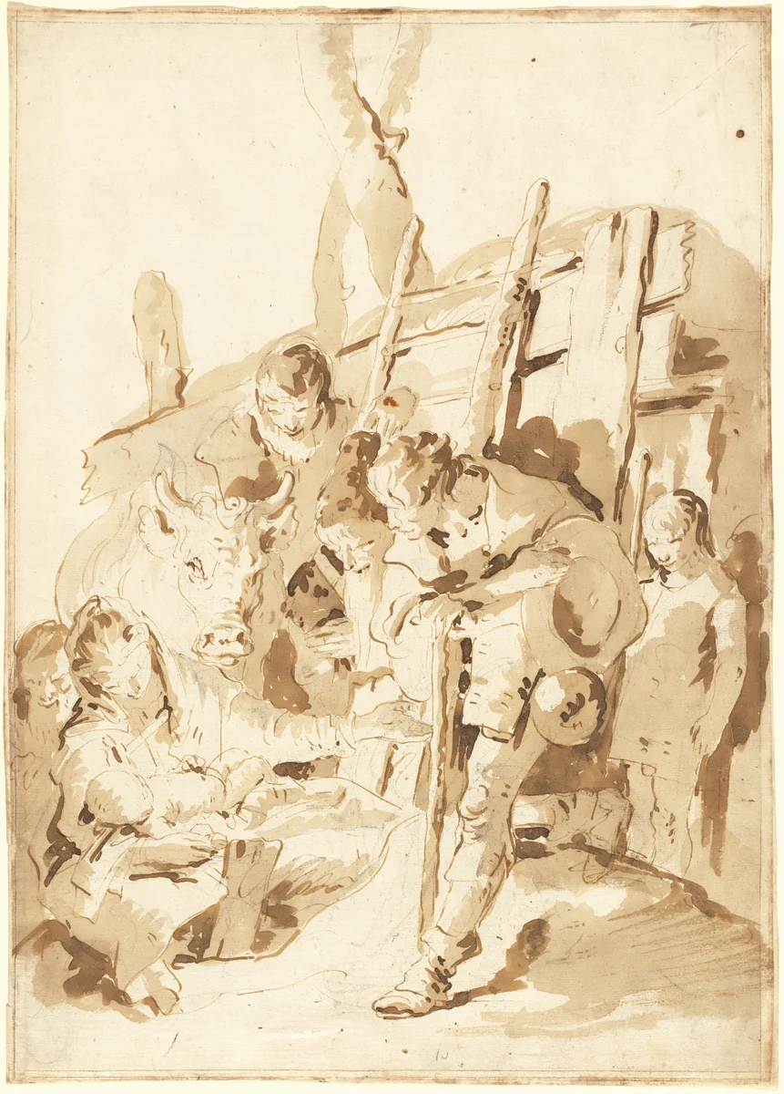 The Adoration of the Shepherds by Giovanni Battista Tiepolo, drawing, 1735-1740