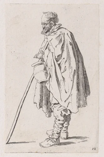 Reverse Copy of Le Mendiant au Couvet (The Beggar of Couvet), from Les Gueux suite appelée aussi Les Mendiants, Les Baroni, ou Les Barons (The Beggars, also called the Barons) by anonymous, print, 1625-1700