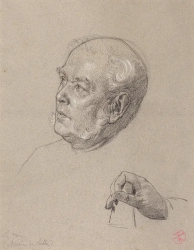 Head and Hand of a Man Throwing Dice by Charles-Louis-Lucien Müller, drawing, 1860