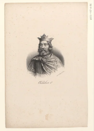 Portret van koning Childebert I by anonymous, print, 1818-1842