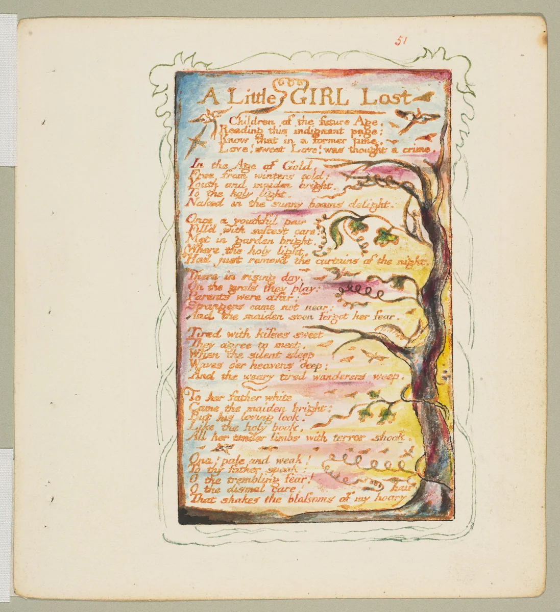 Songs of Experience: A Little Girl Lost by William Blake, print, 1794-1825